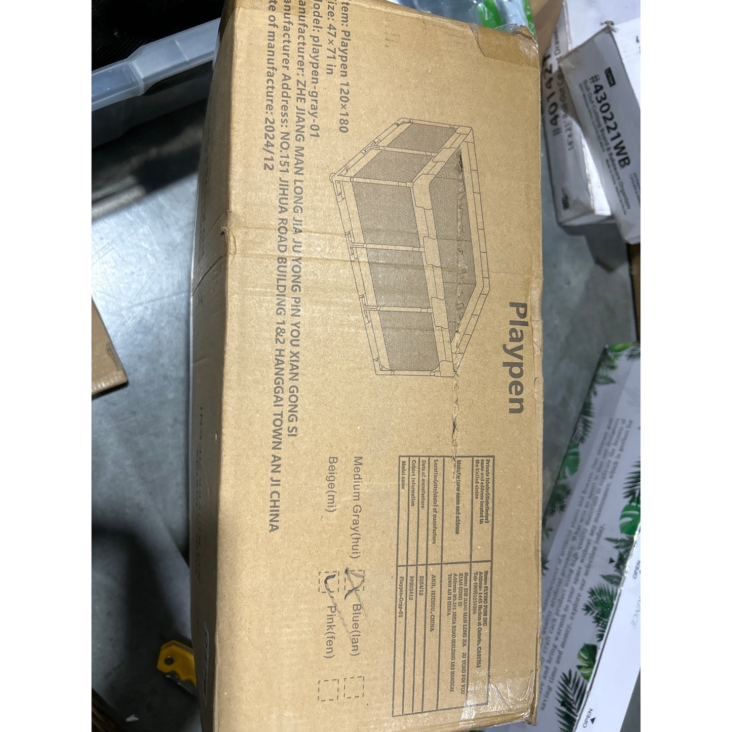 New in Box, Baby Playpen 71"x47" – Large Toddler Play Yard, Beige