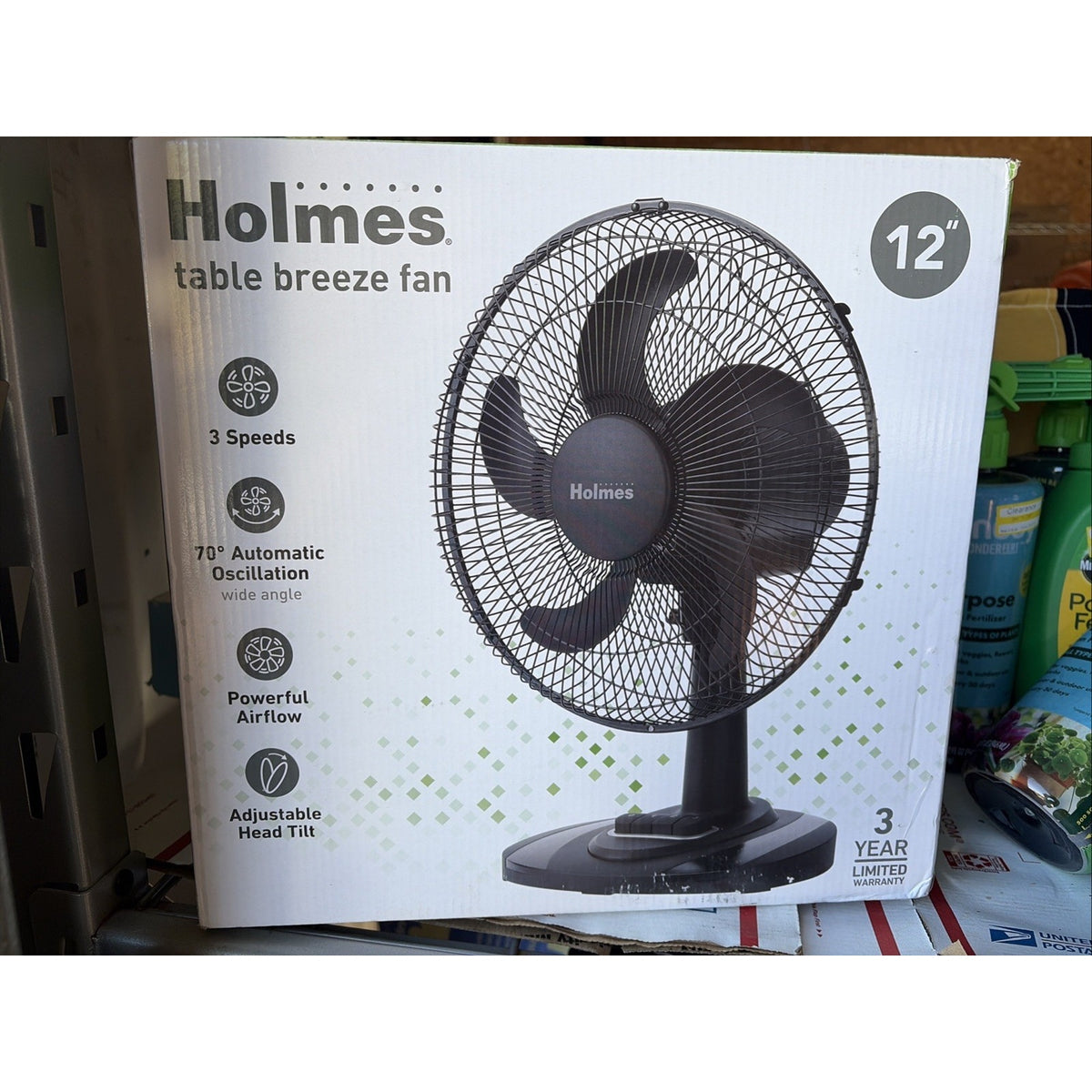 Holmes 12" Table Breeze Table Oscillating Fan Black