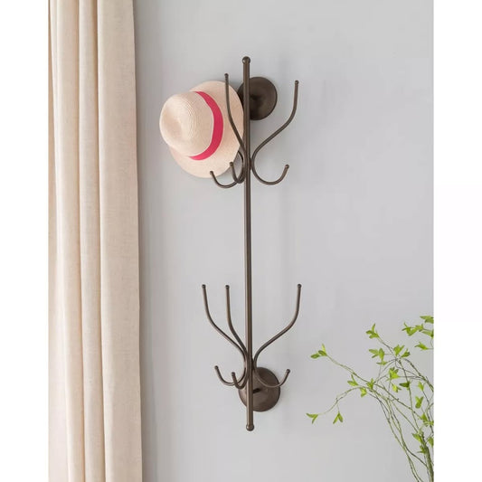 Wall-Mounted Coat & Hat Rack — Pewter, 12 Hooks (Style CR1479)