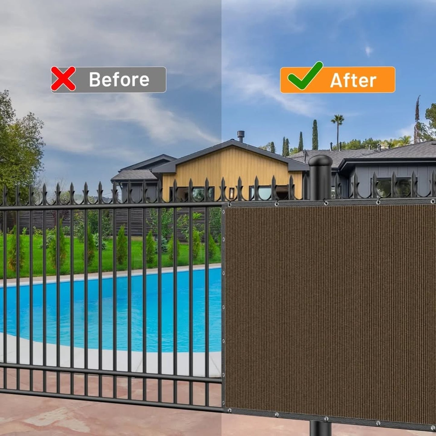 6 ft. x 50 ft. Brown Privacy Fence Screen Mesh Fabric Cover- New in packaging