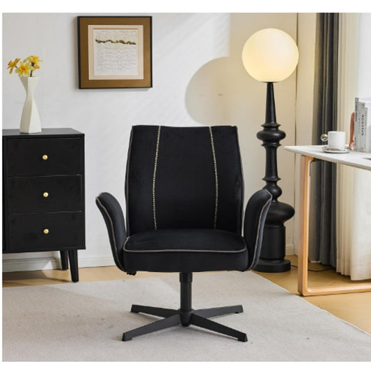 Office Chair – Padded Armrests, 360° Rolling, Adjustable Height – Velvet Black