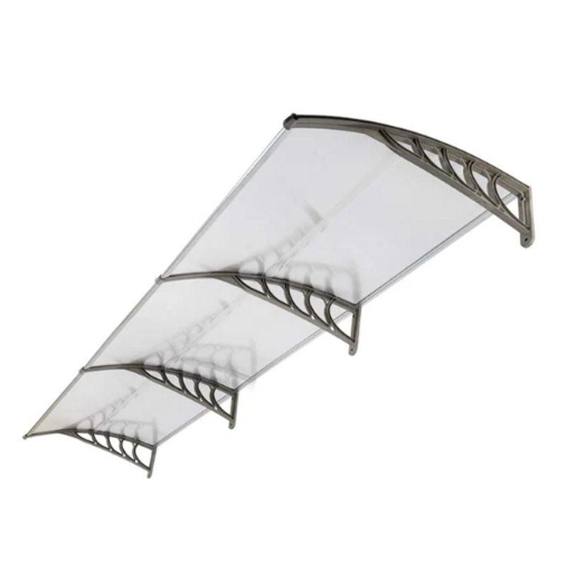 40" × 80" Outdoor Polycarbonate Door & Window Awning – White/Gray 6-Panel