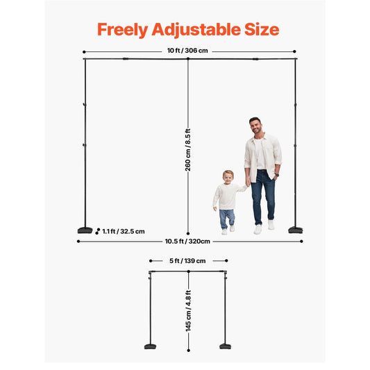VEVOR Adjustable Photo Backdrop Stand – 8.5 × 10 ft