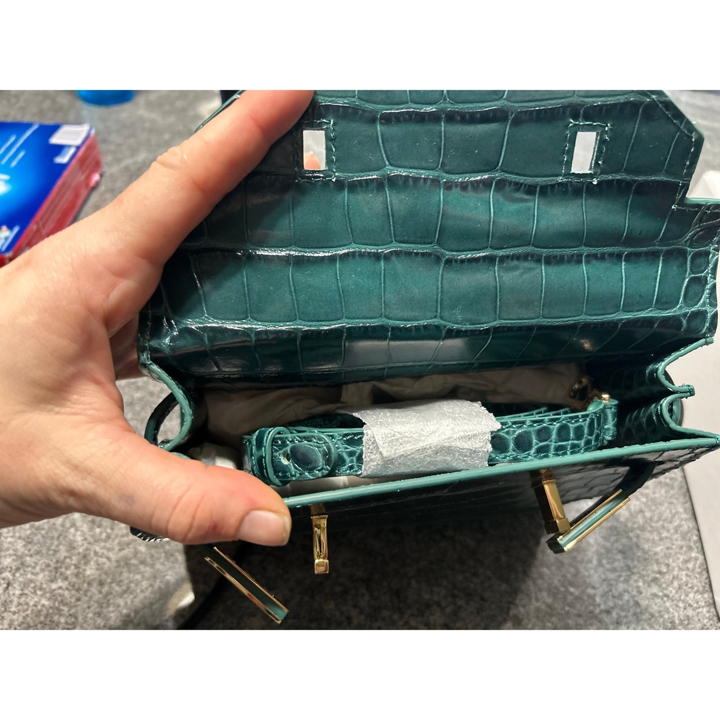 Teddy Blake Kim 9" Satchel – Rare Bottiglia Green Croc, Gold Hardware- NWT!!!