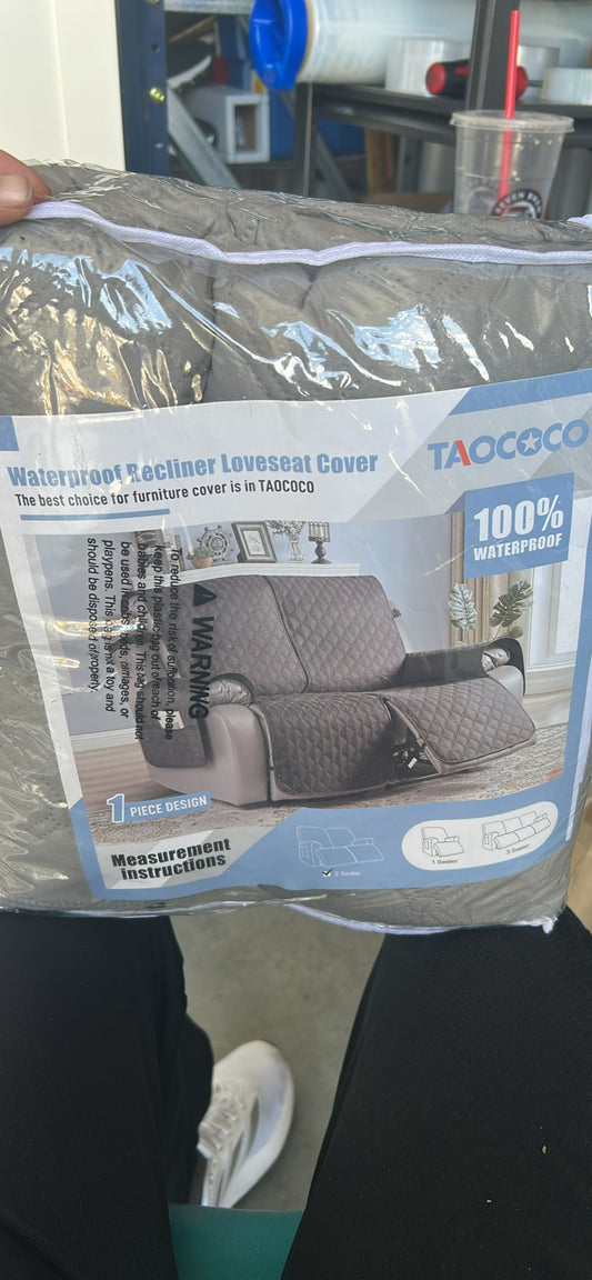 Waterproof Recliner Loveseat Cover 2 Seater Light Gray