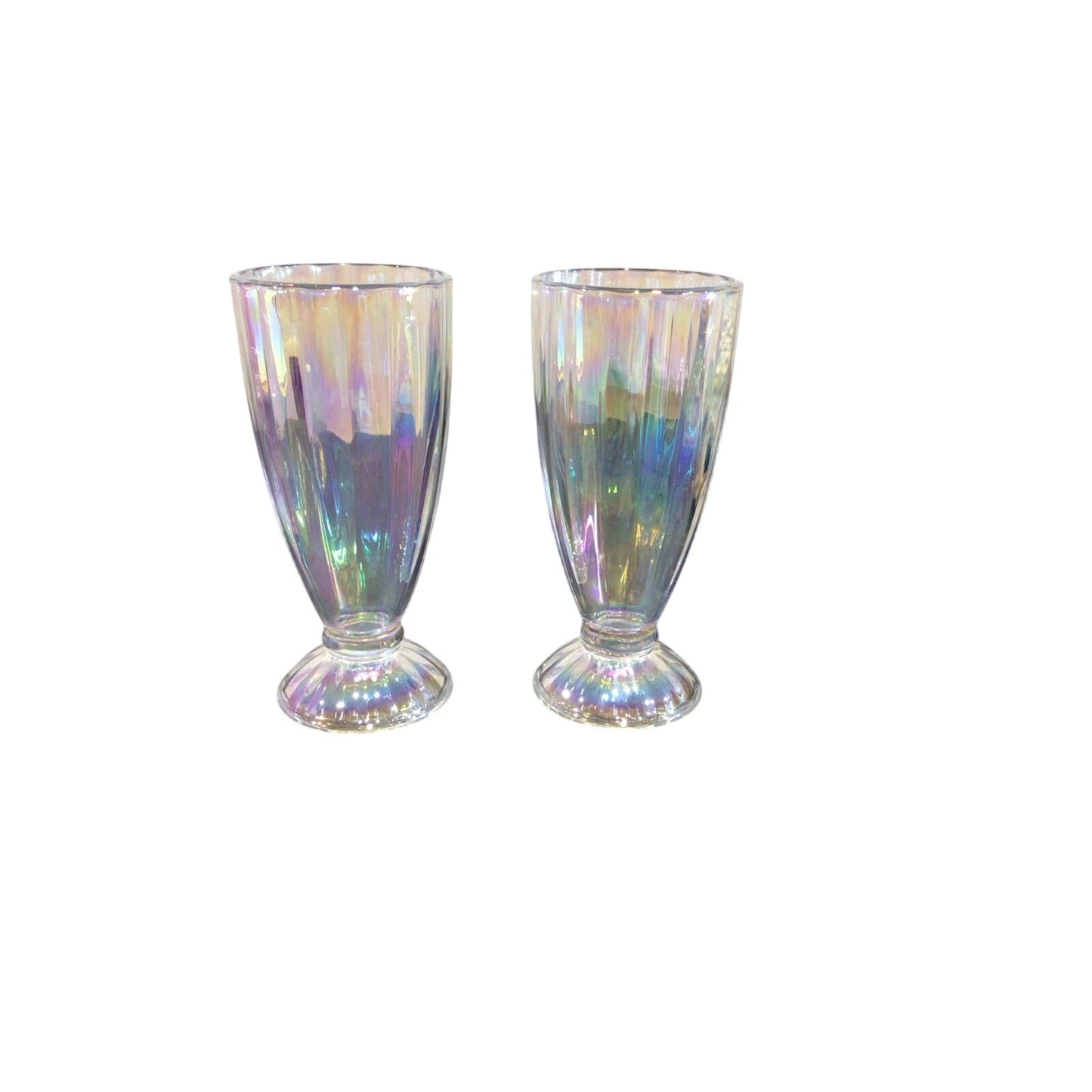 Iridescent Milkshake Glasses – Set of 2- (Bulk Available) - Brand New