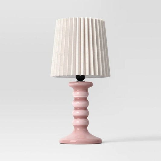 2-Pack Target Table Lamps – Pink Stick Base with Pleated Beige Shade – Brand New in Box