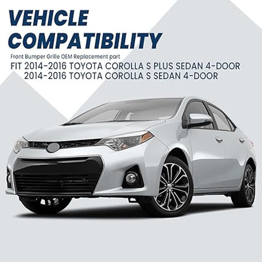 Gloss Black Front Bumper Upper Grille – Fits 2014–2016 Toyota Corolla S