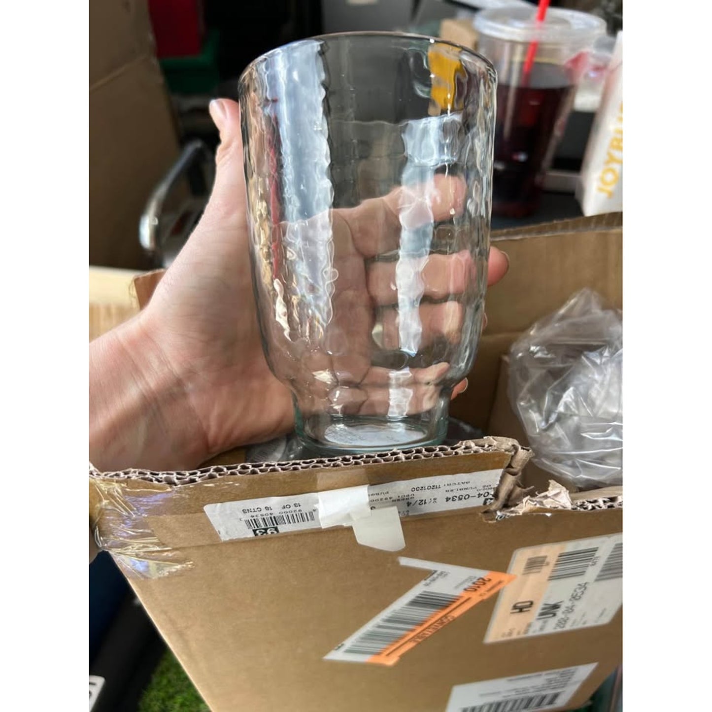 Threshold™ Coastal Textured Glass Tumblers – 17oz Green, 12 Pack- NIB