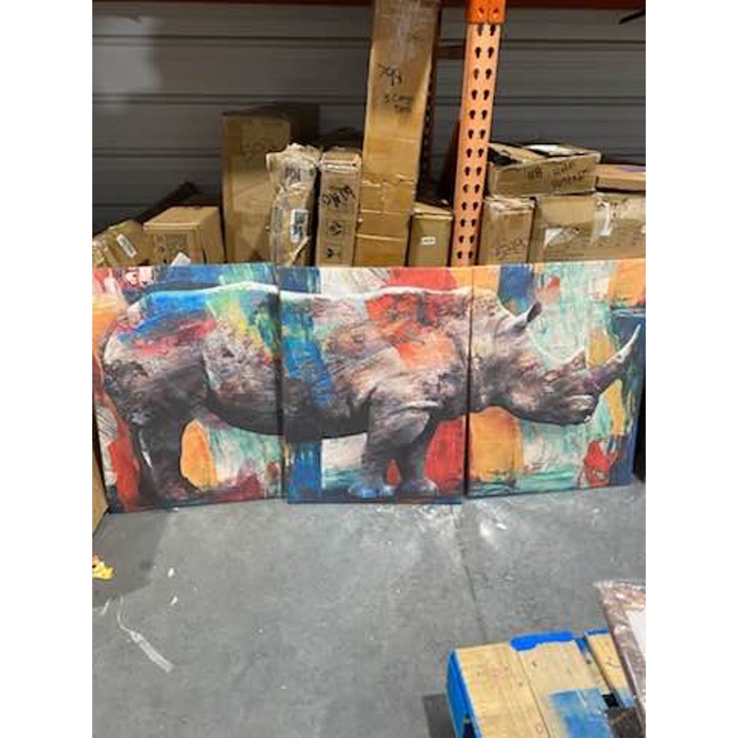 3-Piece Abstract Rhino Canvas Set – Brand New