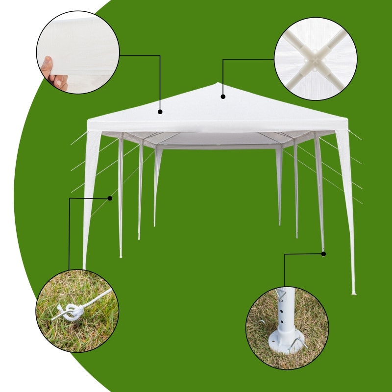 10' x 30' Upgraded Gazebo Canopy (No Sidewalls) – White-NIB