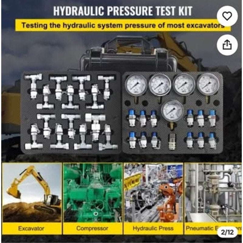 Vevor Hydraulic Pressure Test Kit 5 Gauges 13 Test Couplings, New