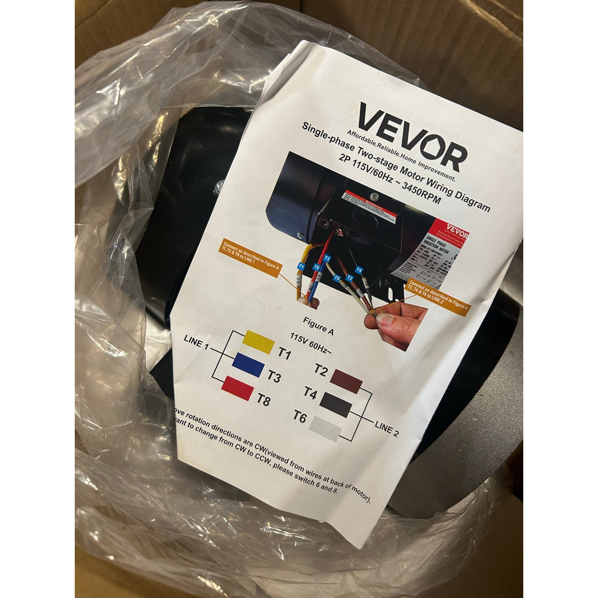 VEVOR 1/2 HP Electric Motor 1725 RPM 115/230V Single Phase 56 Frame