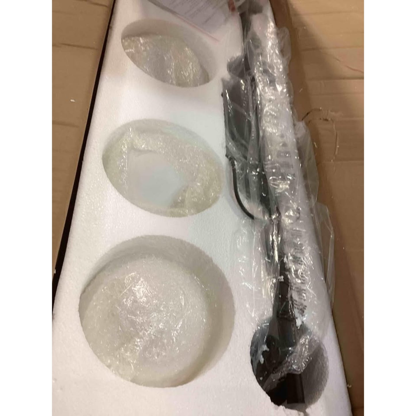 Modern Linear, 4 Globe chandelier- Brand new