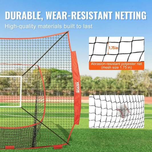 VEVOR 7x7 ft Baseball & Softball Practice Net – Portable Training Net w/ Strike Zone