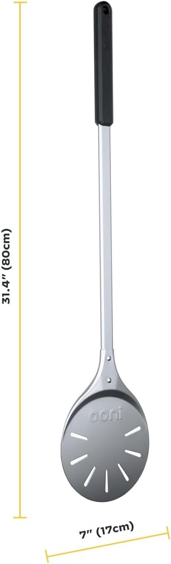 Ooni 7-Inch Perforated Aluminum Pizza Turning Peel - Lightweight, Long Handle