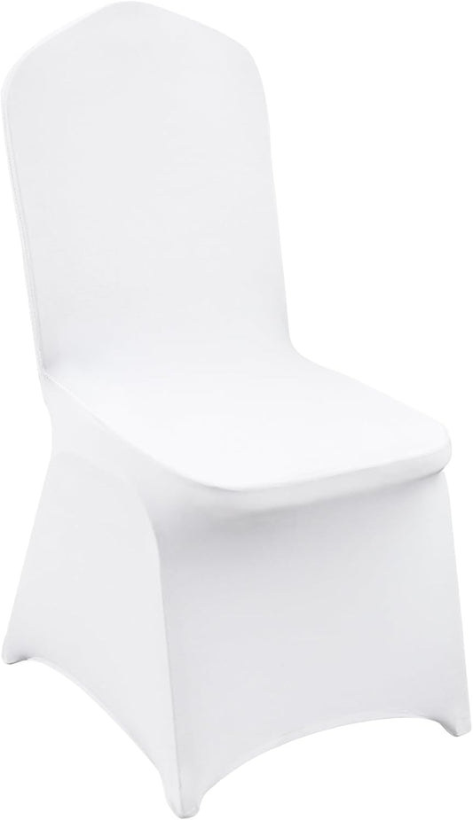VEVOR 12-Pack White Polyester Spandex Flat-Front Stretch Chair Covers for Events