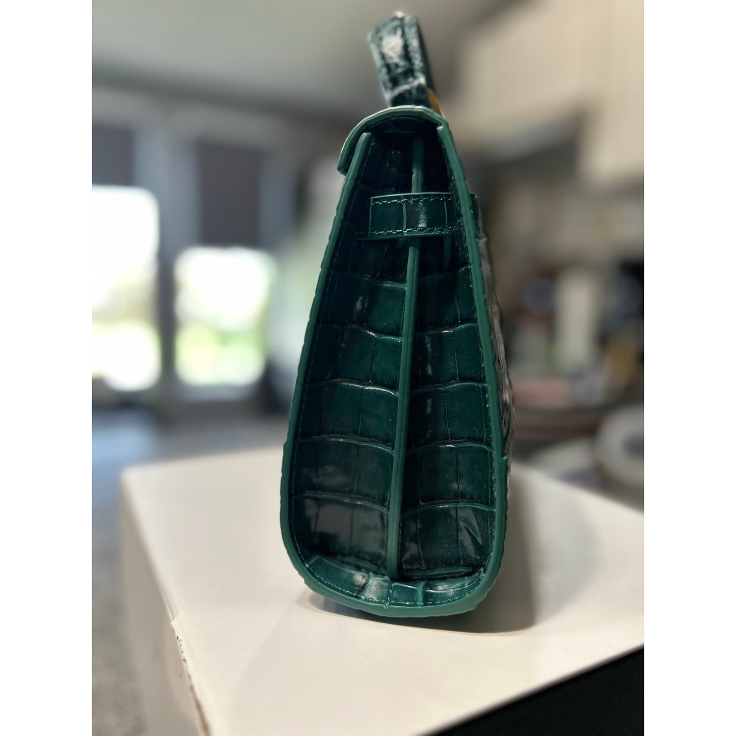 Teddy Blake Kim 9" Satchel – Rare Bottiglia Green Croc, Gold Hardware- NWT!!!