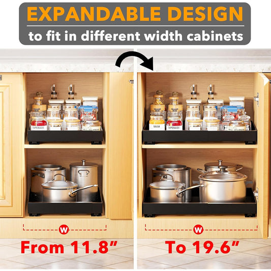 SpaceAid Pull-Out Cabinet Organizer – Black, Expandable 8 x 2- NIB