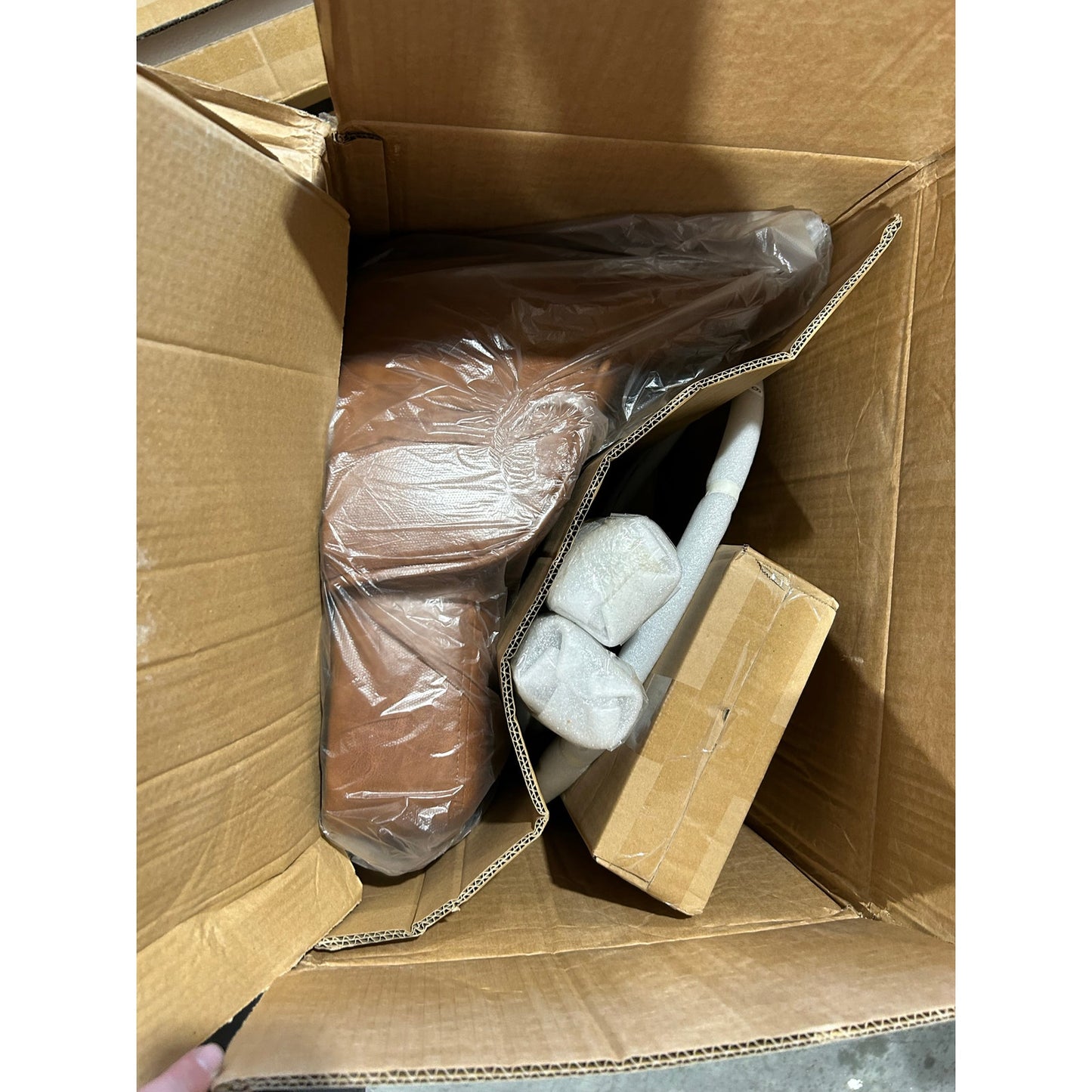 26” Swivel Bar Stool / Brown PU Leather Counter Chair / Solid Wood Legs