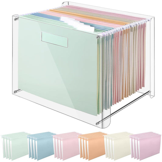 Clear Acrylic File Organizer w/ 24 Hanging Folders – Letter/A4 Size – New in Box