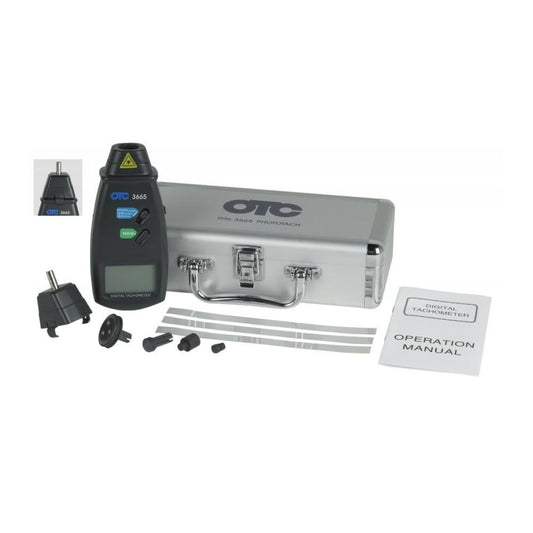 Phototach Digital Tachometer – Contact & Non-Contact RPM Meter with Laser Targeting