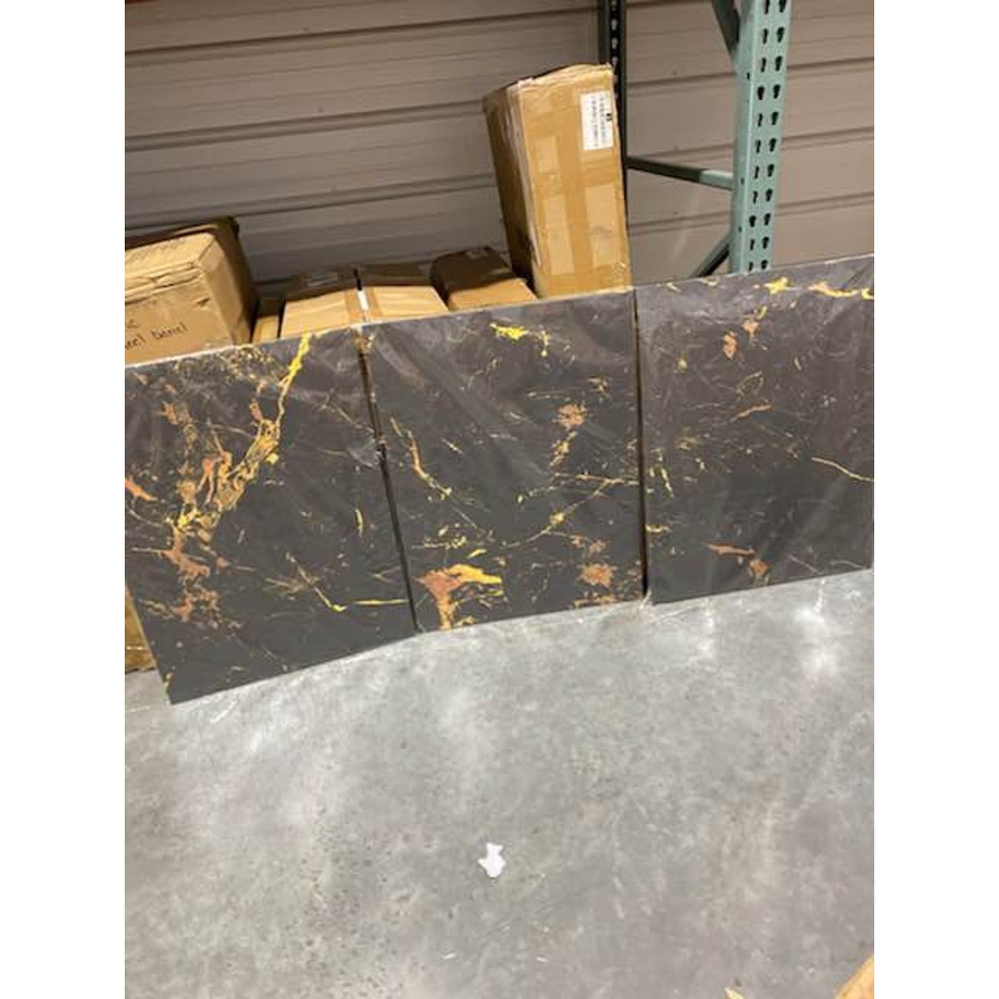 3-Piece Abstract Black & Gold Marble Canvas Set – Brand New