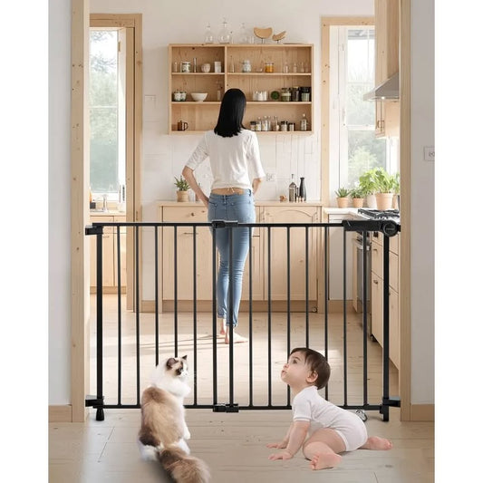 Adjustable Baby & Pet Safety Gate – 29.5 to 43 Inches Wide, 28 Inches High – Black, New in Box