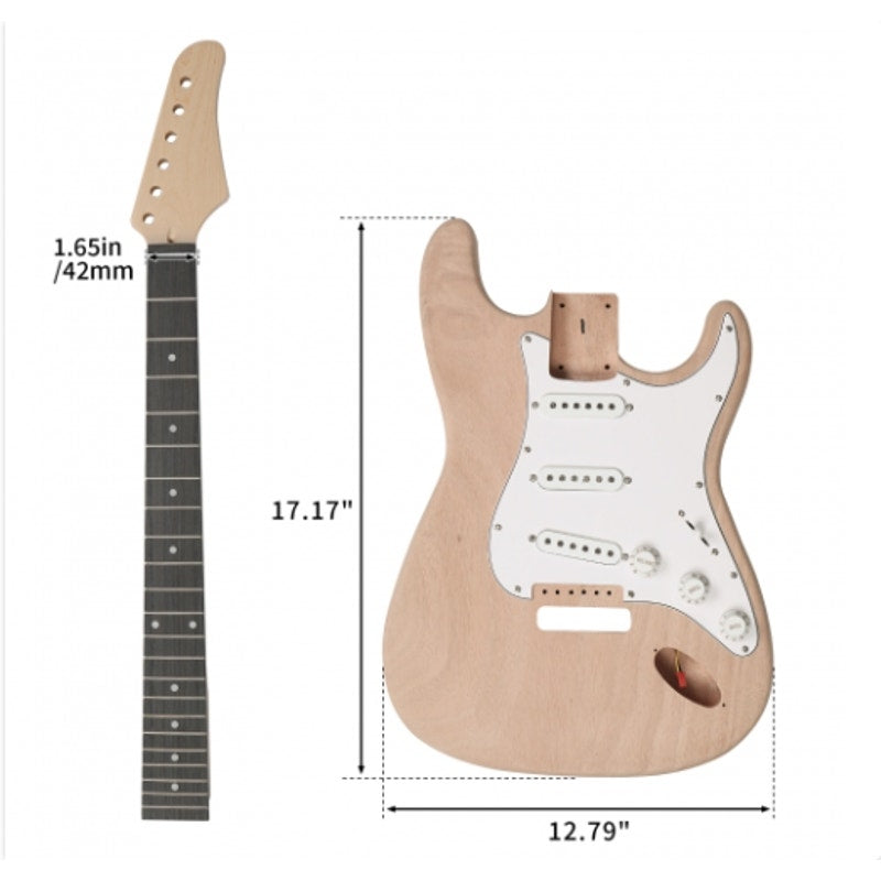 Build-Your-Own Glarry DIY GST Electric Guitar Kit –Unfinished Mahogany Body-New