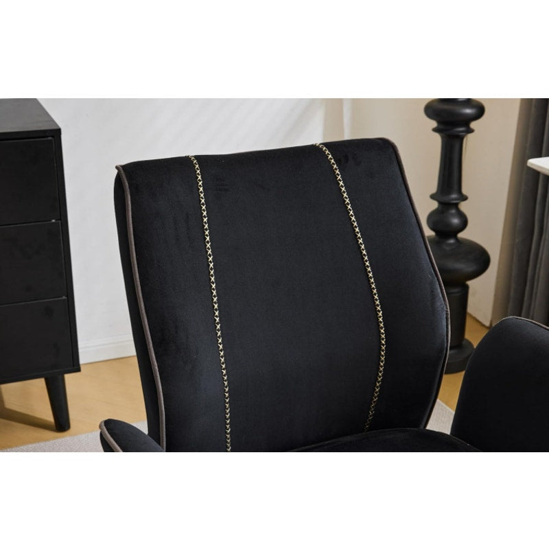 Office Chair – Padded Armrests, 360° Rolling, Adjustable Height – Velvet Black