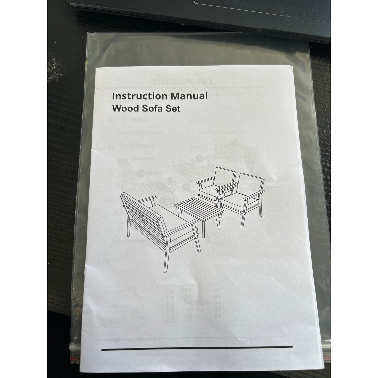 4-Piece Outdoor Wood Conversation Set: Loveseat, 2 Armchairs & End Table- New