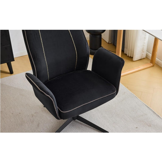 Office Chair – Padded Armrests, 360° Rolling, Adjustable Height – Velvet Black