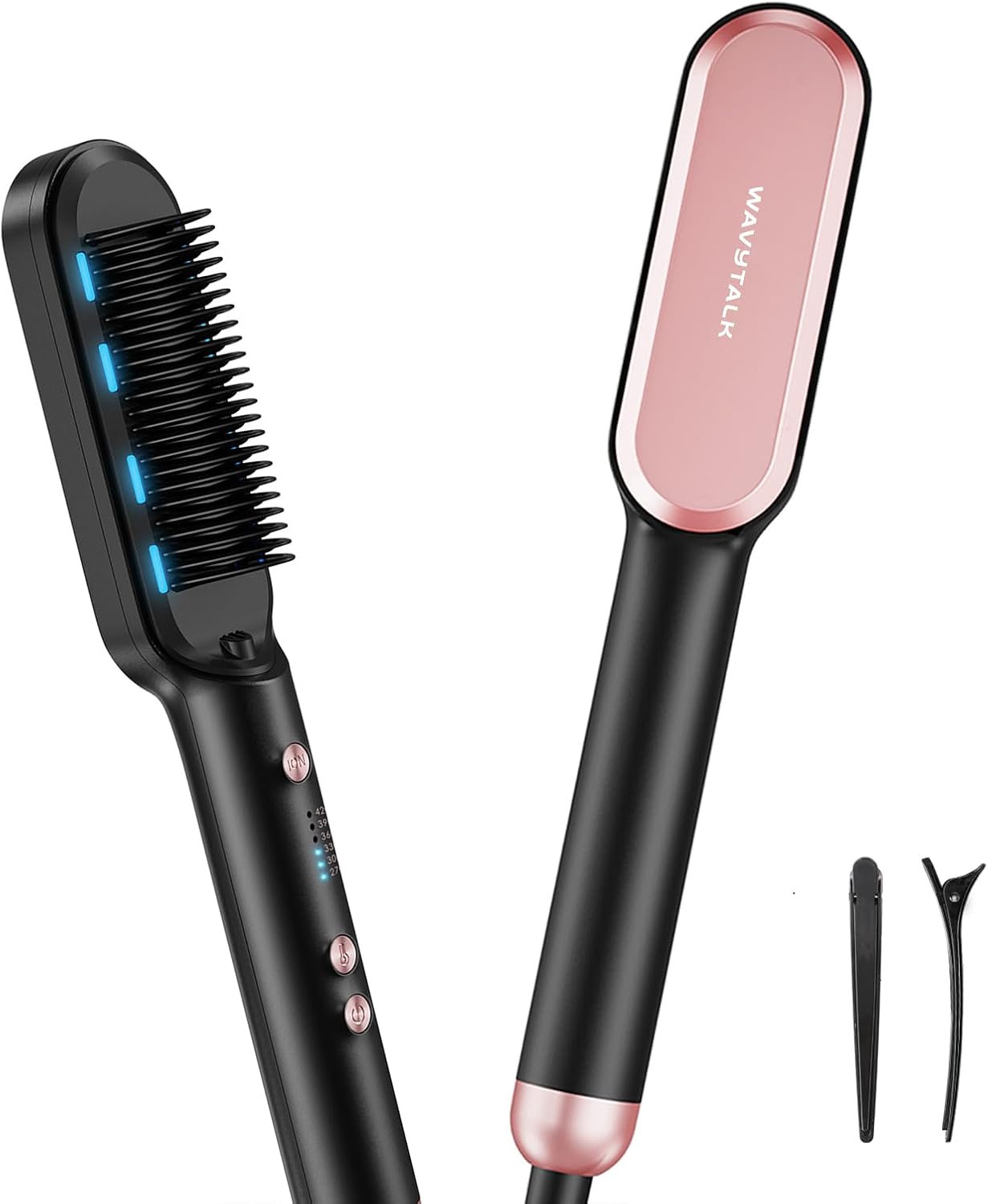 Wavytalk Ionic Ceramic Hair Straightening Brush: 6 Temps, Anti-Scald, Dual Voltage