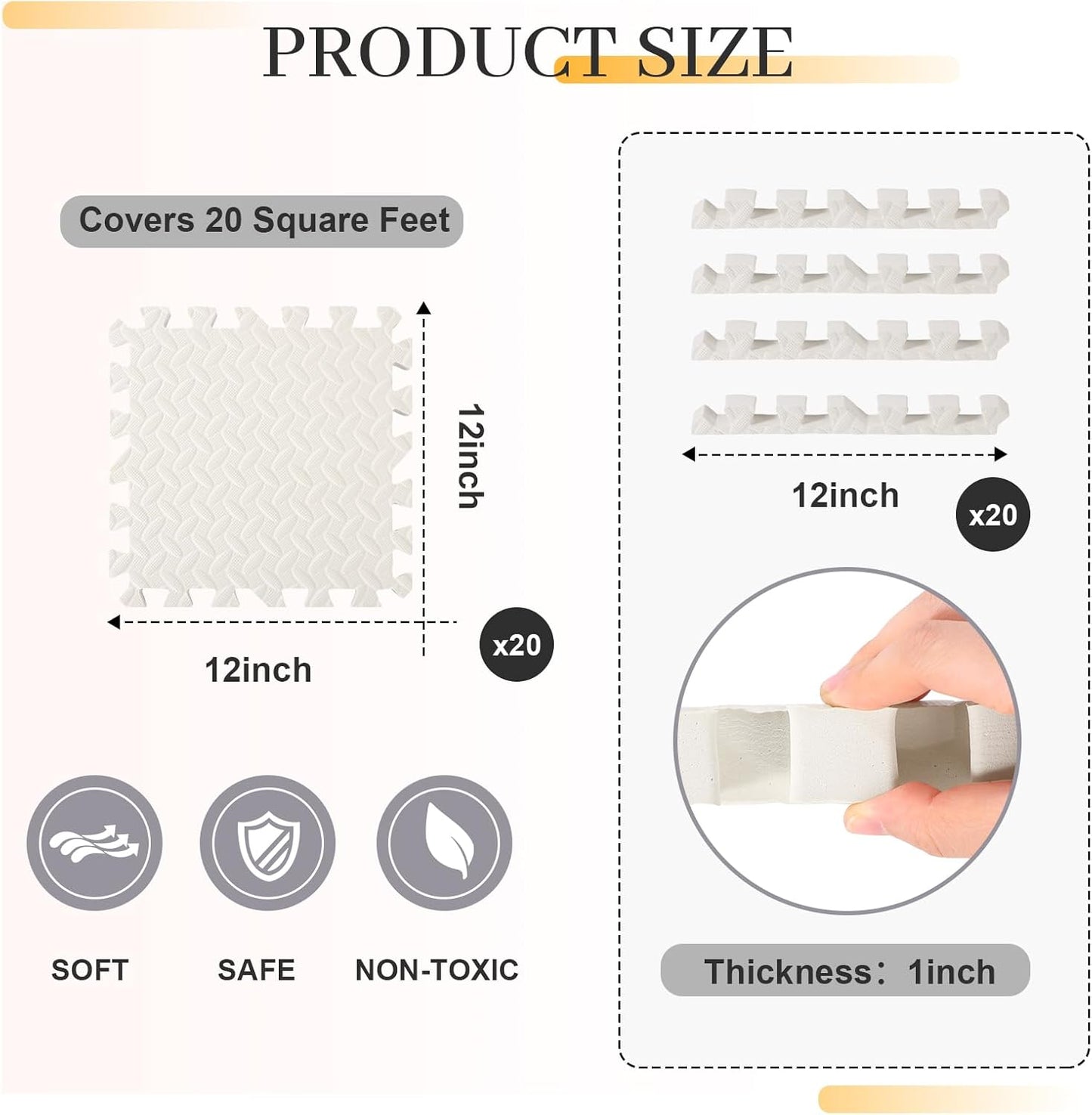 Arrowbash 1-Inch Thick EVA Foam Interlocking Floor Tiles for Play & Exercise