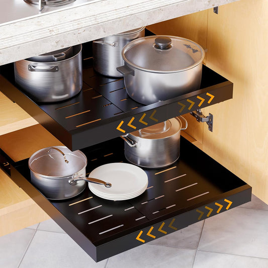 SpaceAid Pull-Out Cabinet Organizer – Black, Expandable 8 x 2- NIB