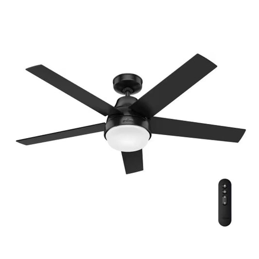 Hunter Aerodyne 52" Matte Black Smart Ceiling Fan w/ Remote & LED Light-NIB