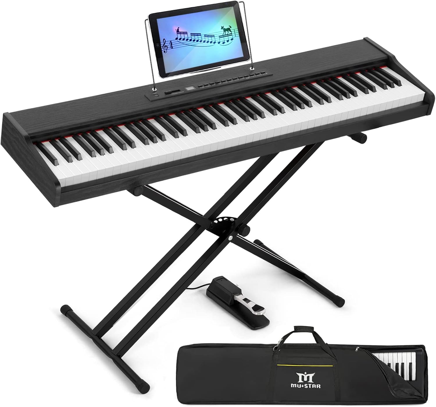 MUSTAR 88-Key Semi-Weighted Digital Piano: Bluetooth, Stand, Pedal, Case