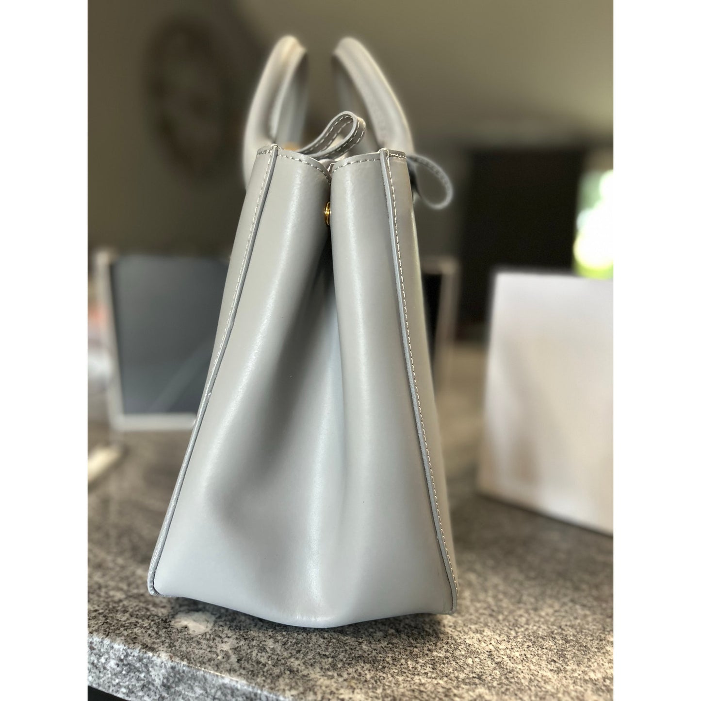 Teddy Blake Roberta 13" Satchel – Turbulence Gray Italian Leather- NWT