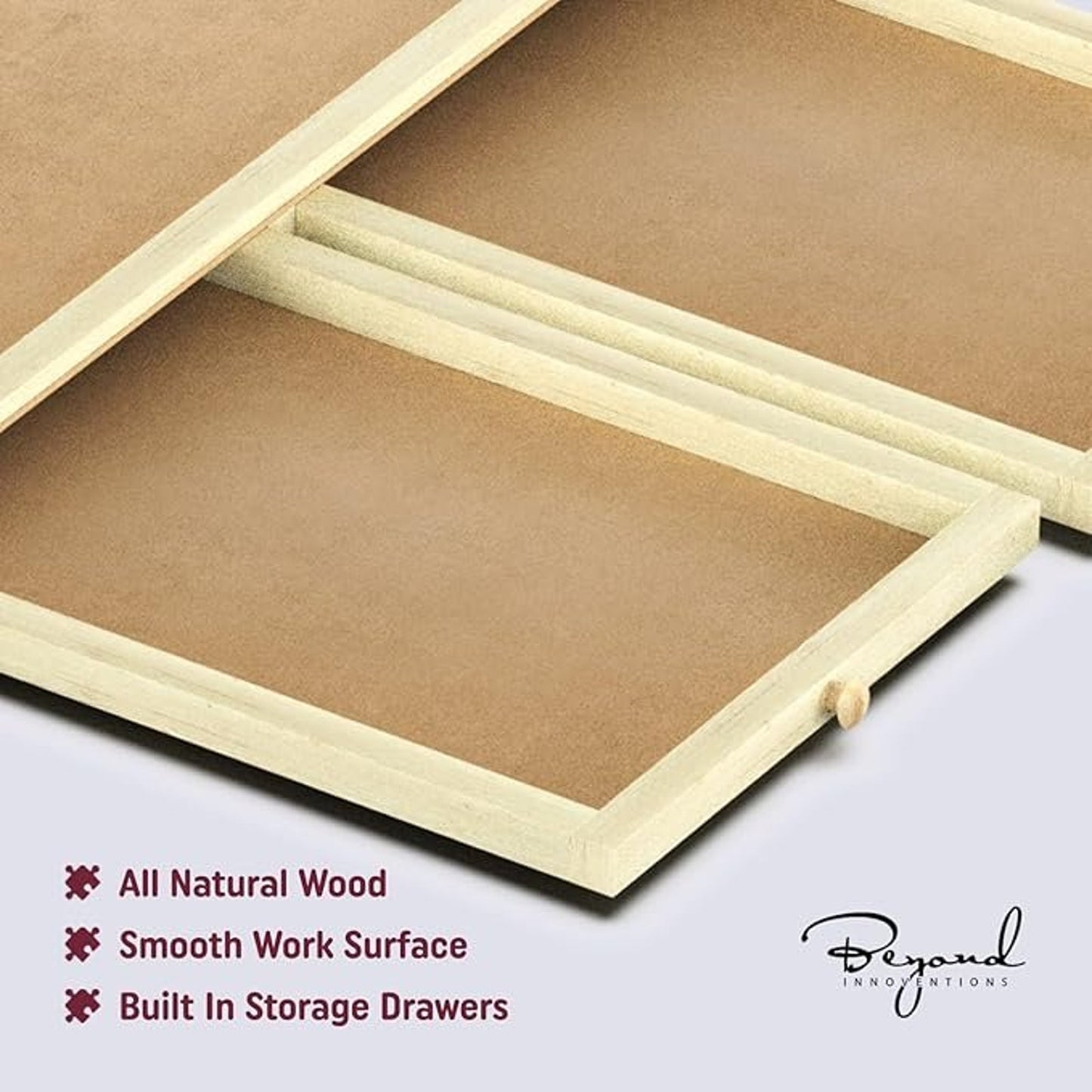 1000-Piece Wooden Jigsaw Puzzle Board — Rotating w/ 4 Drawers & Cover