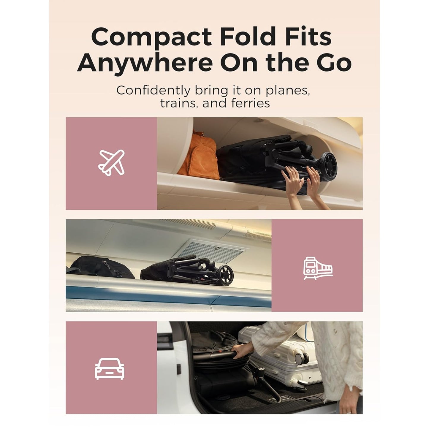 Momcozy ClickGo Lightweight Stroller One-Hand Fold- UPF50+ Canopy