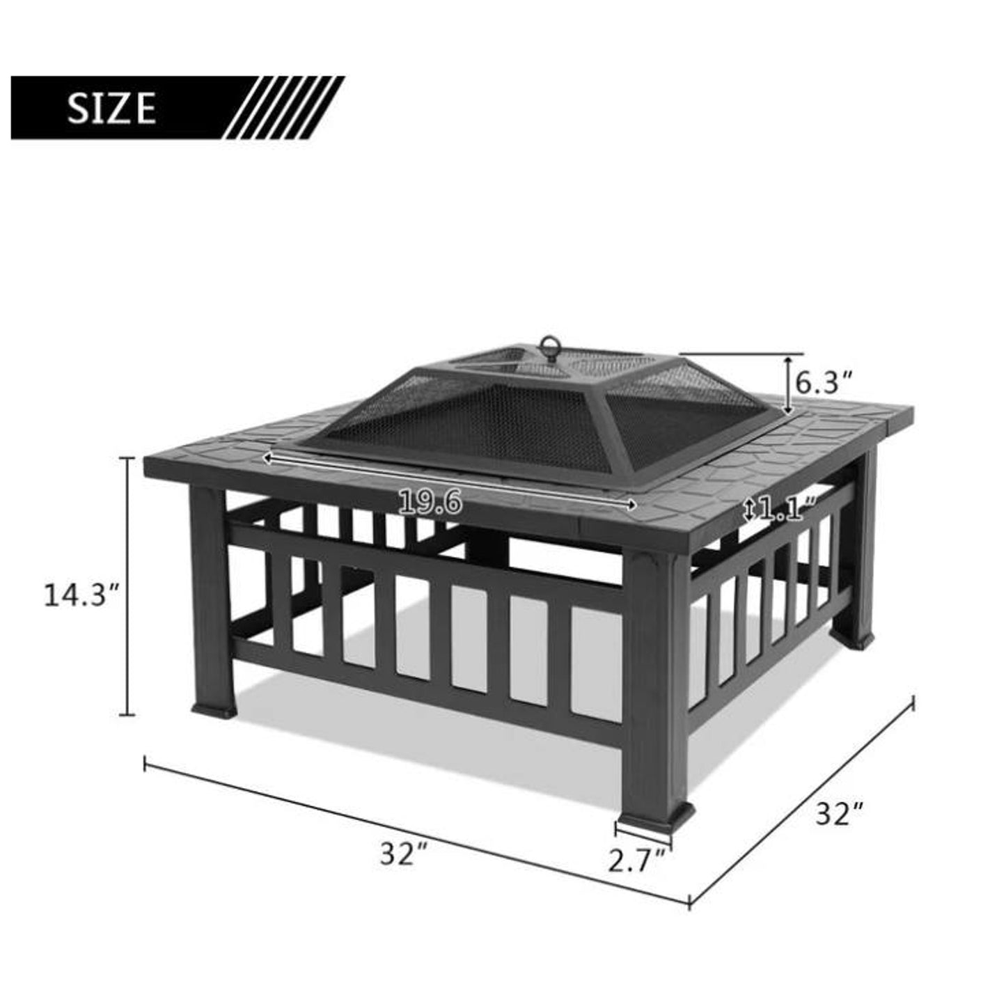 32″ Square Backyard Fire Pit — New in box