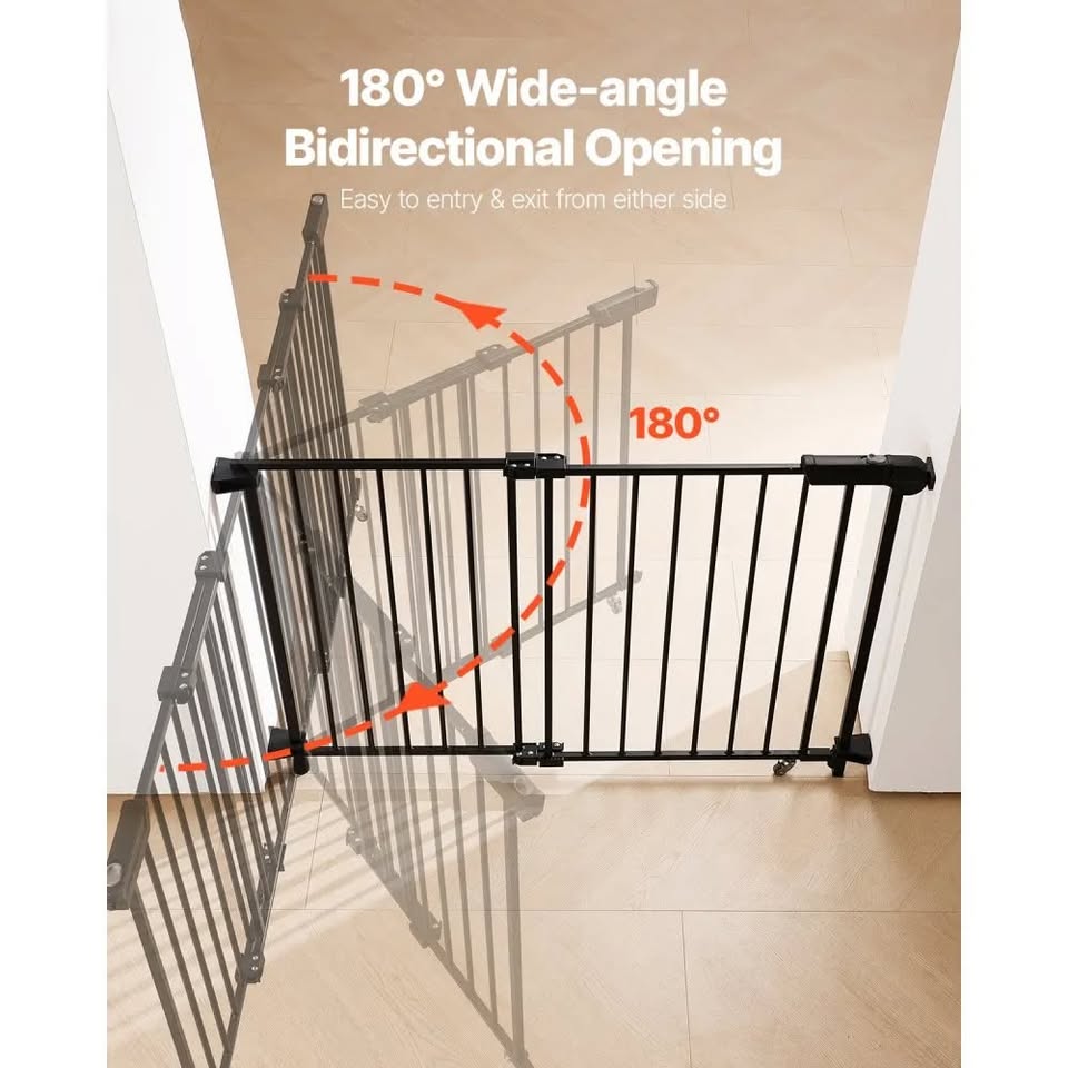Adjustable Baby & Pet Safety Gate – 29.5 to 43 Inches Wide, 28 Inches High – Black, New in Box