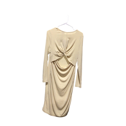 Verdusa Ribbed Twist-Back Midi Dress – Size Medium / Beige / New With Tags