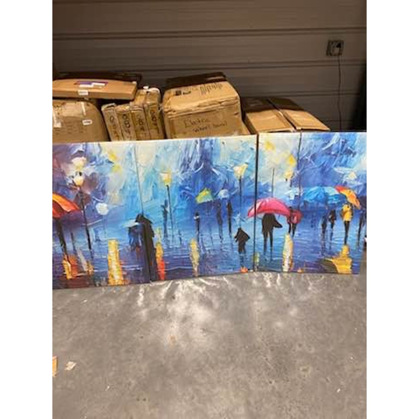 3-Piece Colorful City Rain Canvas Set – Brand New