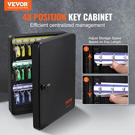 Vevor Key Cabinet YXK370 – Lockable Wall-Mount Key Storage for 48 Keys
