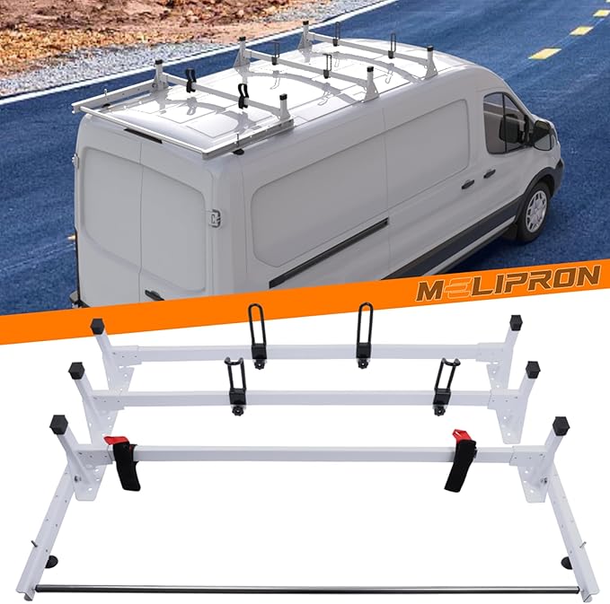 MELIPRON Heavy-Duty No-Drill 3-Crossbar Ladder Roof Rack Transit Van