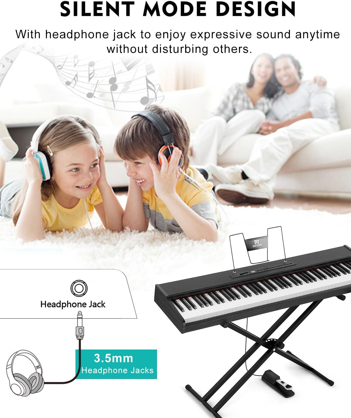MUSTAR 88-Key Semi-Weighted Digital Piano: Bluetooth, Stand, Pedal, Case