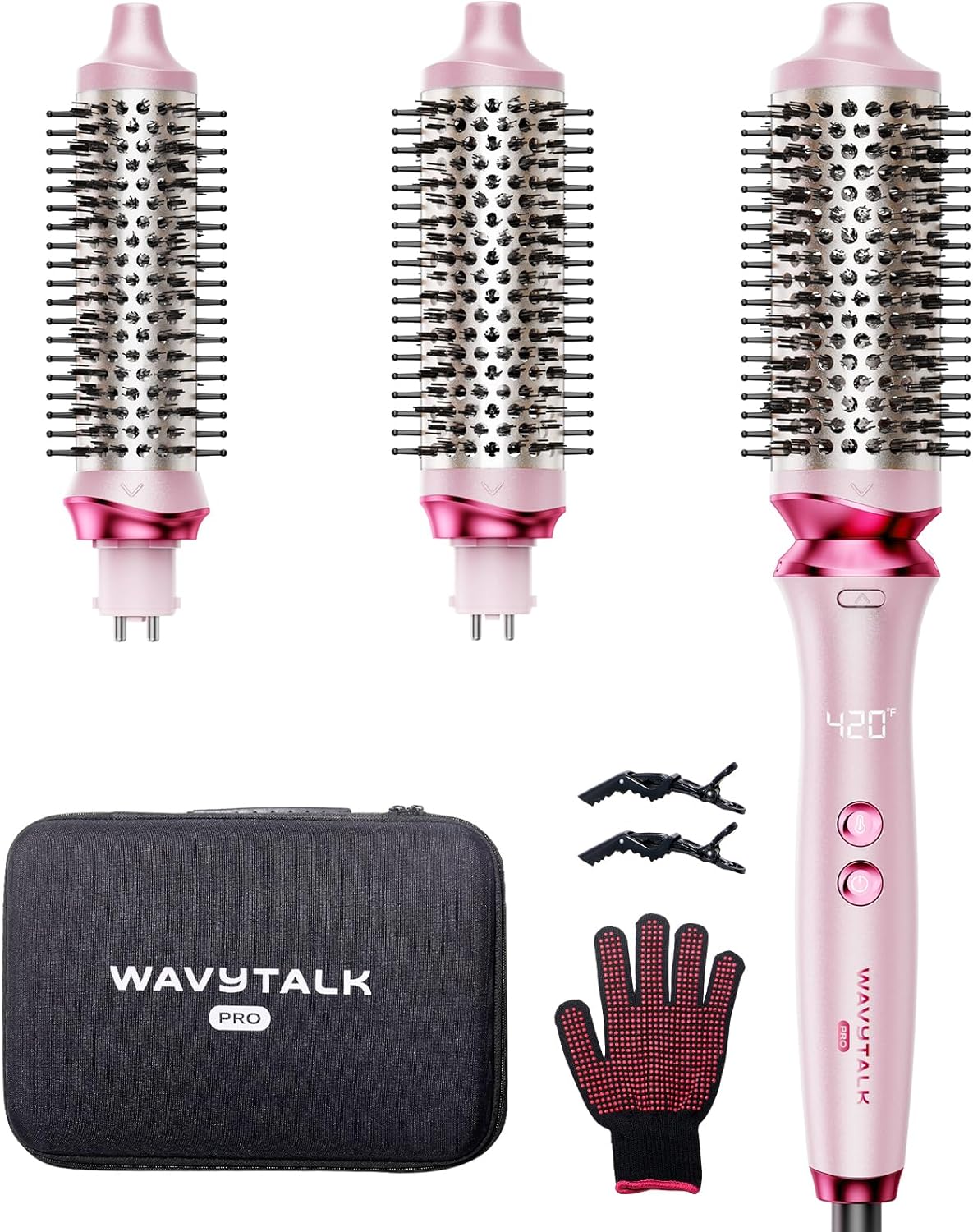 Wavytalk Heatwave Pro: 3-Size Ionic Heated Round Brush Set for Frizz-Free Styling