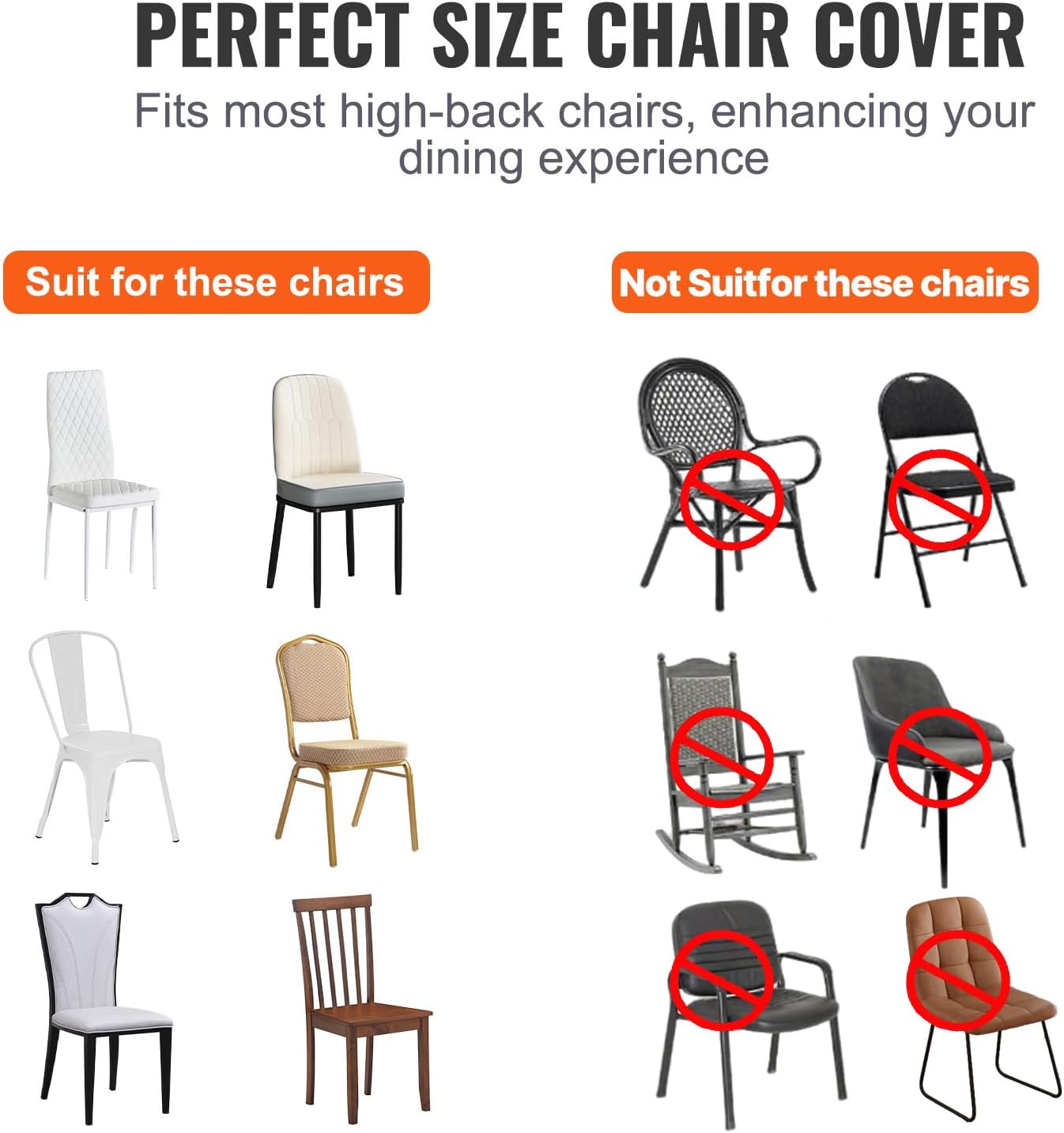 VEVOR 12-Pack White Polyester Spandex Flat-Front Stretch Chair Covers for Events