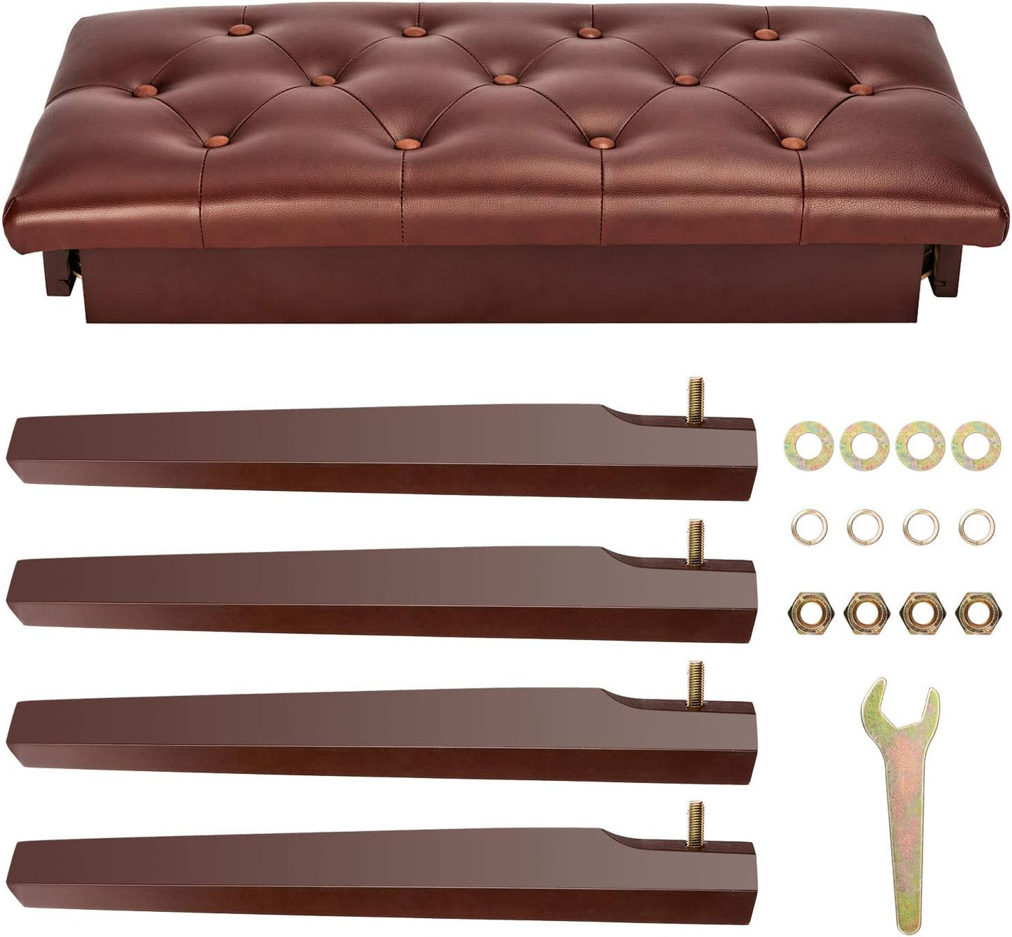 Bonnlo Duet Piano Bench: Plush Padded Cushion, Music Storage, Sturdy Solid Wood